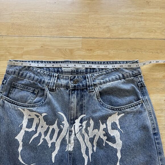 Broken Promises Blue Denim Cobra Baggy Skater Grunge 90’s Y2K Jeans Size 32 EUC - Picture 9 of 14